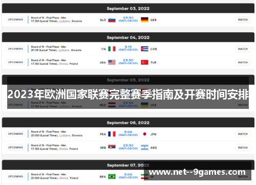 2023年欧洲国家联赛完整赛季指南及开赛时间安排